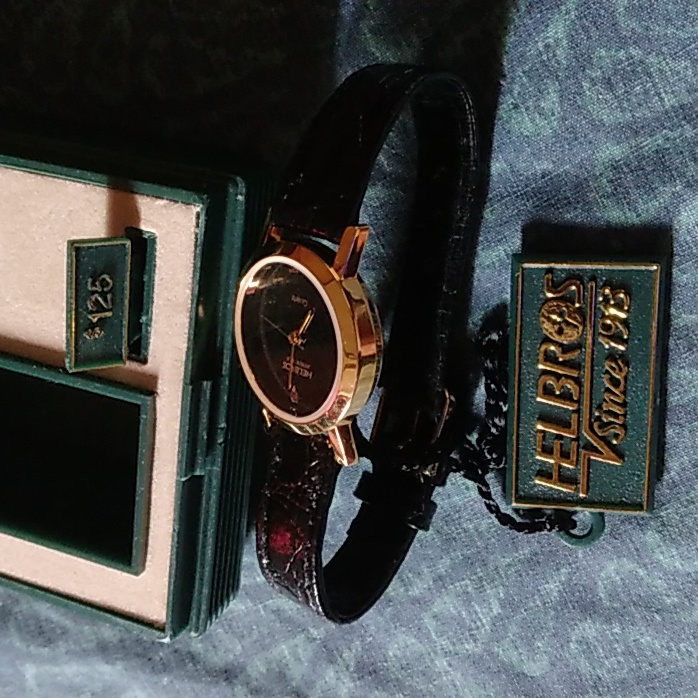 Helbros Vintage LeatherGold Watch In Box